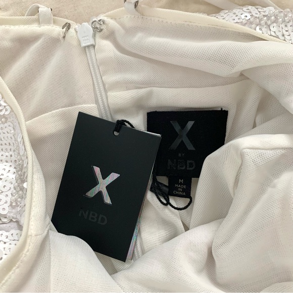 NWT X by NBD x REVOLVE White 3am in LA Sequin Mini Dress - Picture 9 of 9